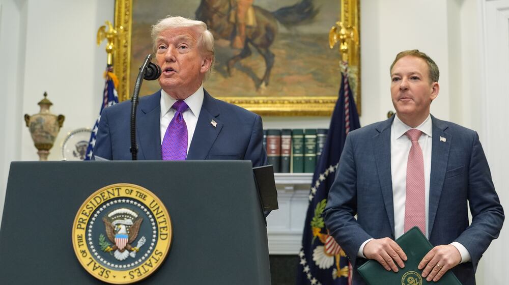 President Donald Trump speaks during an event with Environmental Protection Agency director Lee Zeldin announcing that the EPA will no longer regulate greenhouse gases, in the Roosevelt Room of the White House, Thursday, Feb. 12, 2026, in Washington. (AP Photo/Evan Vucci)