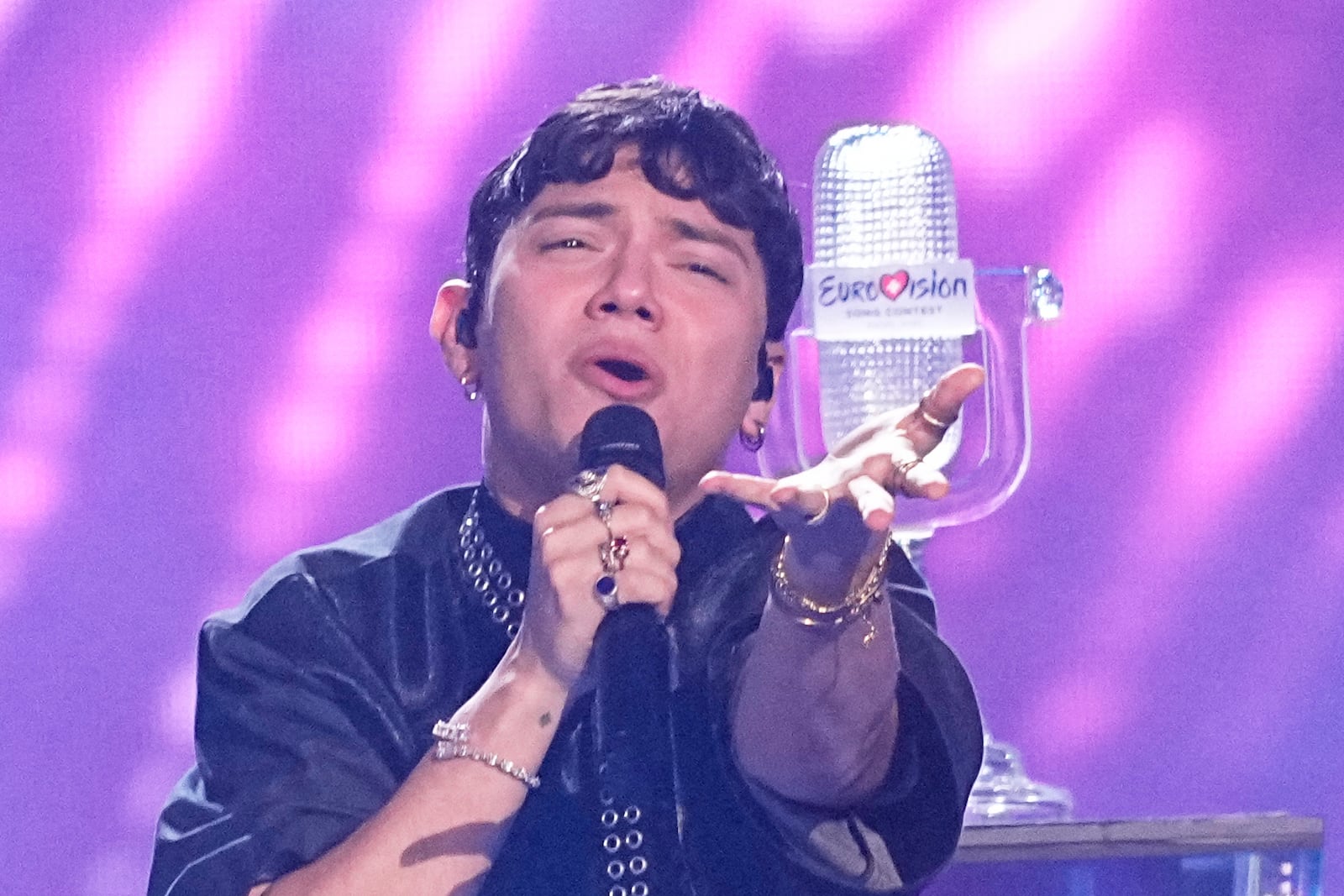 Winner of the Eurovision Song Contest JJ from Austria performs the winning song "Wasted Love" during the Grand Final of the 69th Eurovision Song Contest, in Basel, Switzerland, Saturday, May 17, 2025. (AP Photo/Martin Meissner)