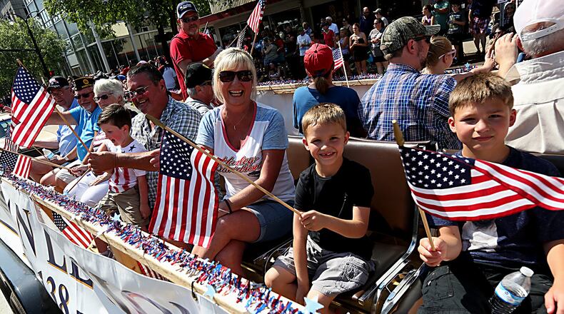 From the 2017 parade: Contributed photo by E.L. Hubbard Members and family of American Legion Post 138 wave their flags in the 4th of July parade in Hamilton.