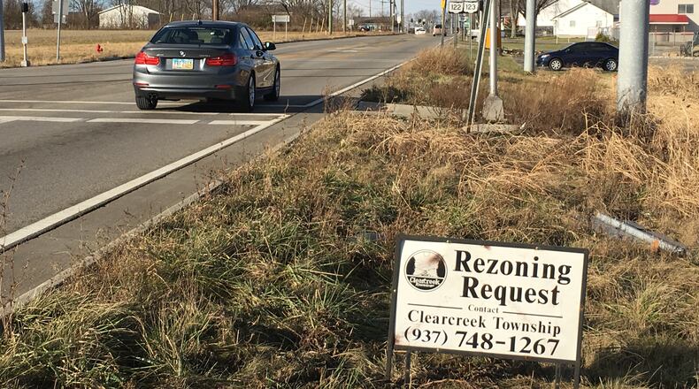 This sign advertised a zoning change requested for Country Creek, a new subdivision planned in the town of Red Lion in Clearcreek Twp., Warren County.