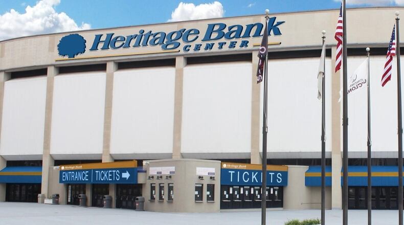 The new Heritage Bank Center signage, formerly U.S. Bank Arena. Source: U.S. Bank Arena Facebook