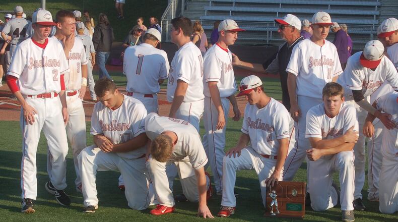 Carlisle’s players show their disappointment Friday after losing 2-1 to Cincinnati Hills Christian Academy in a Division III regional final at the Athletes in Action complex in Xenia. CONTRIBUTED PHOTO BY JOHN CUMMINGS