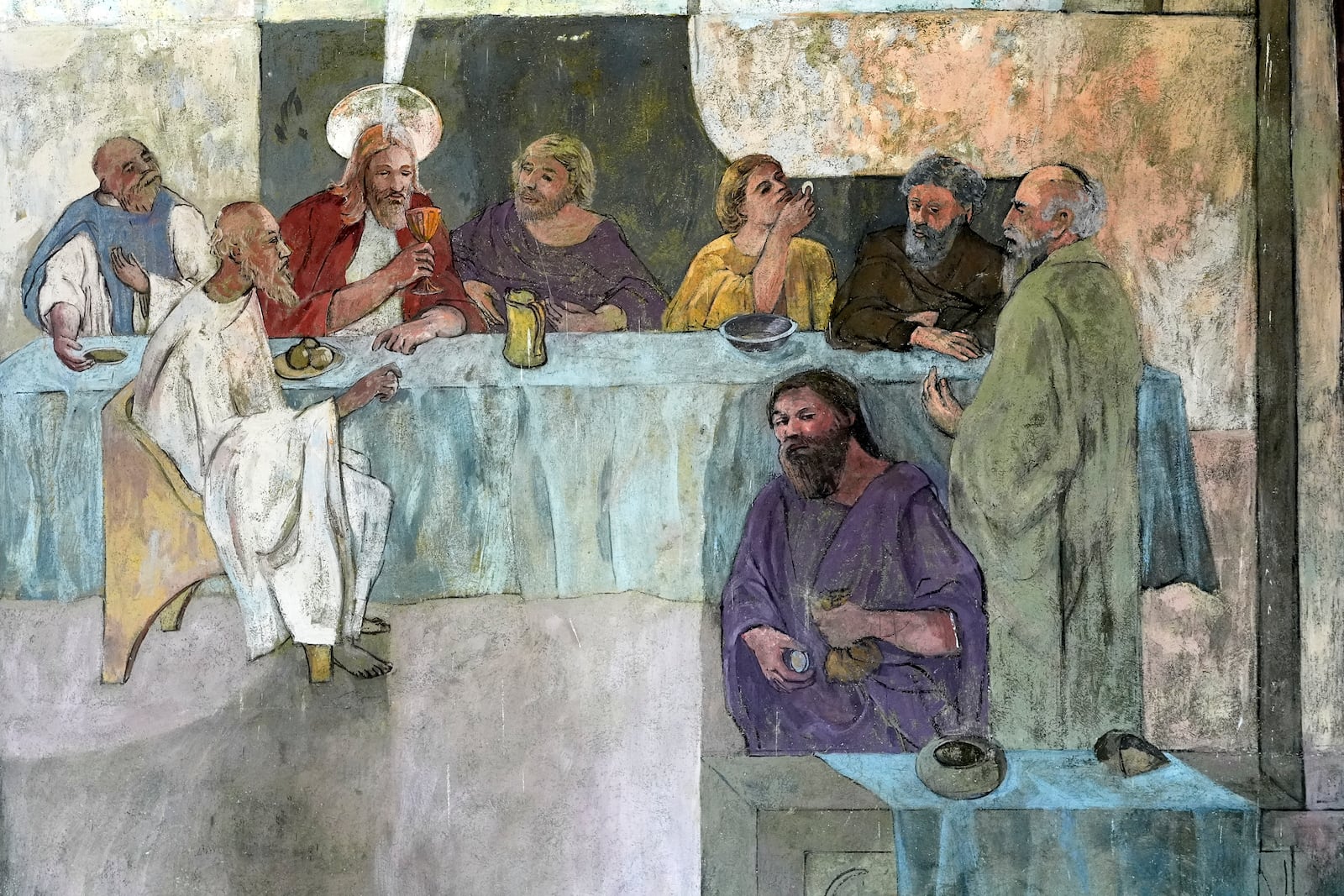 A fresco is seen on a wall at the South Solon Meeting House, Sunday, April 6, 2025, in Solon, Maine. (AP Photo/Robert F. Bukaty)