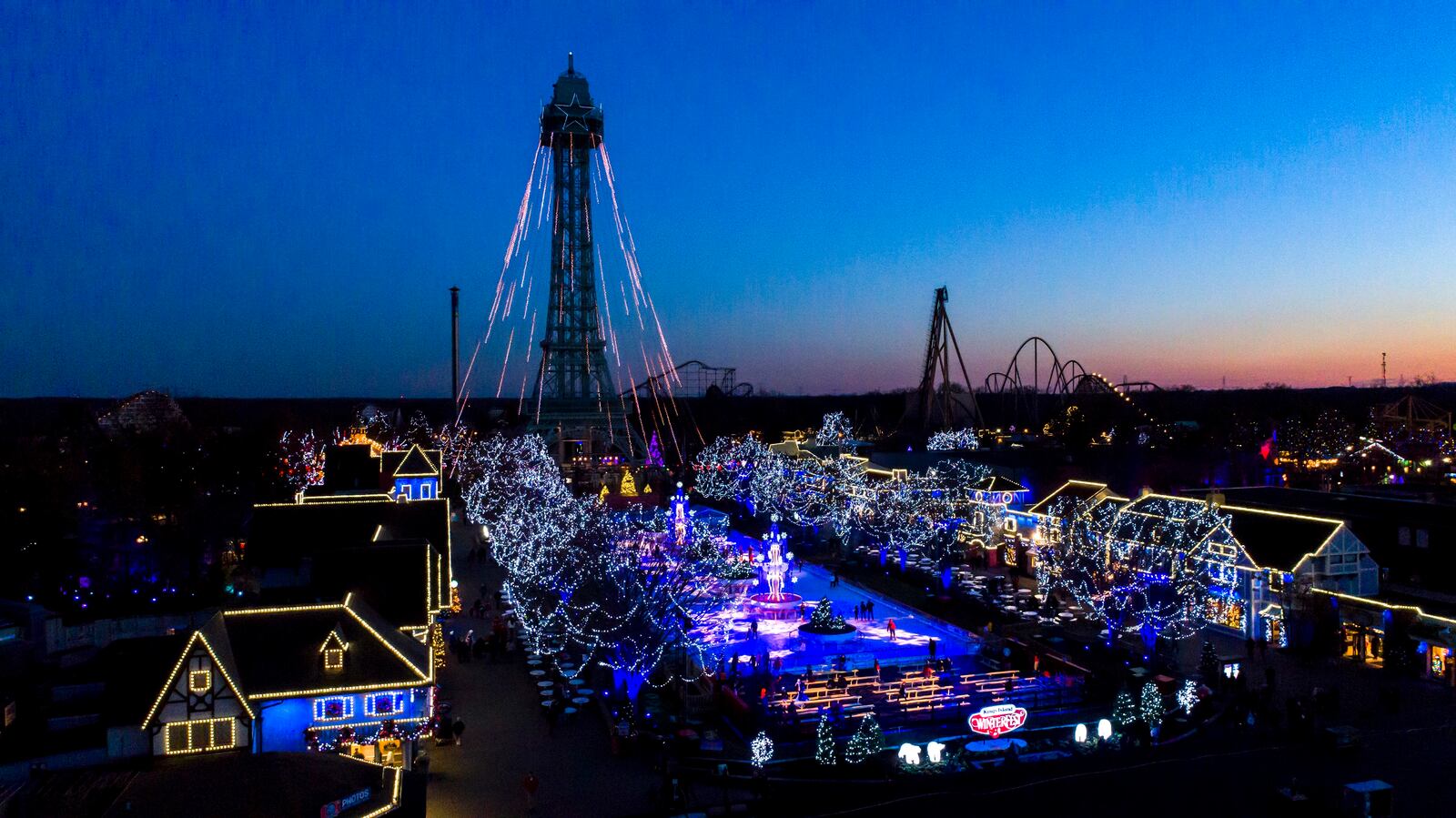 Kings Island will turn into a winter wonderland during the holiday season with gorgeous lights, including an illuminated Eiffel Tower, and an outdoor ice rink. WinterFest returns bigger and better in 2018 with rides, shops, shows, treats, carriage rides, skating and more. The special event opens on Friday, Nov. 23, 2018. CONTRIBUTED