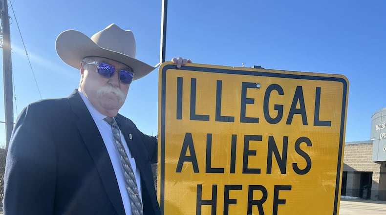 A sign first erected by Butler County Sheriff Richard Jones in 2004 and later taken down was again placed outside the jail last week. SUBMITTED