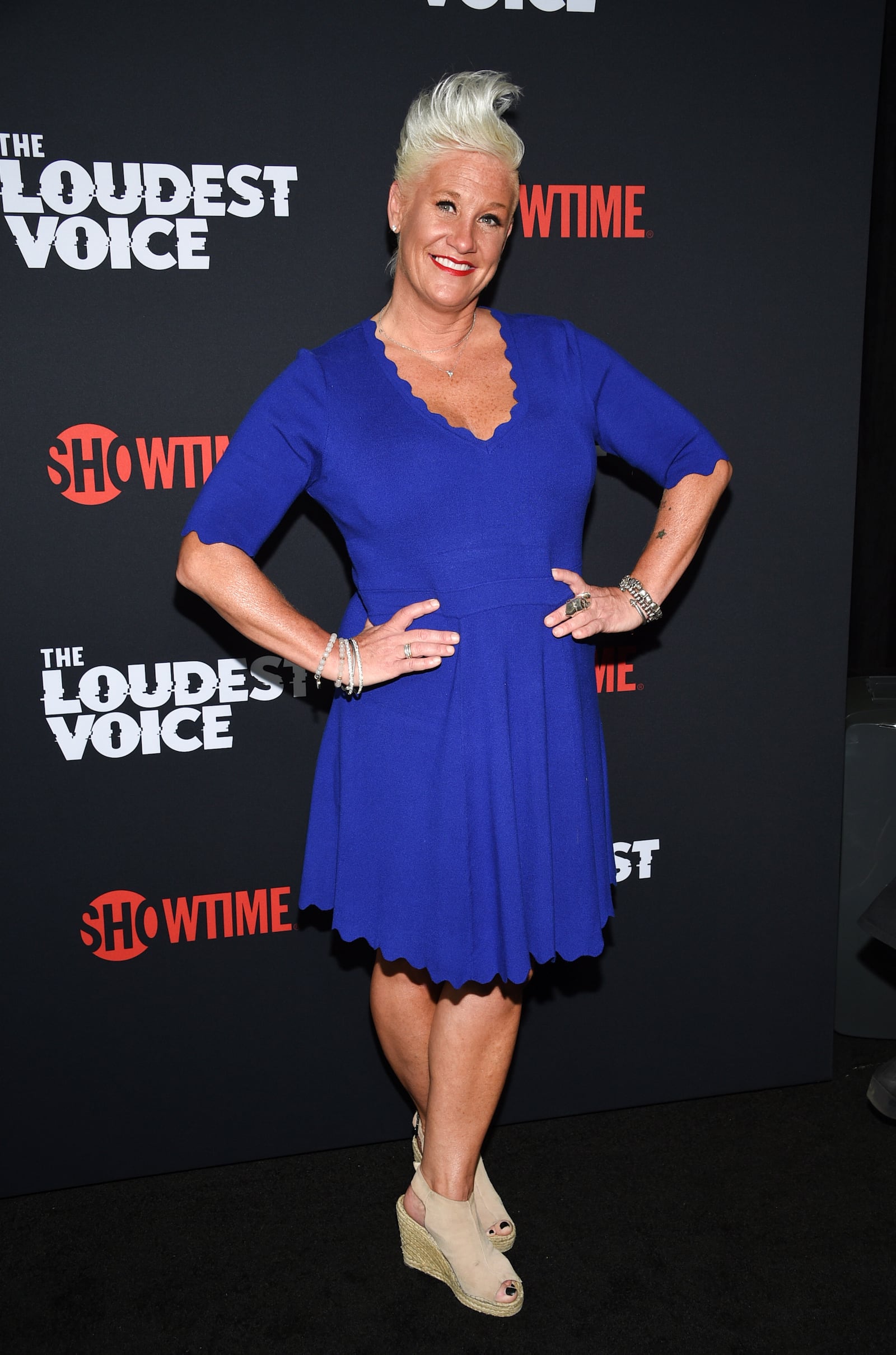 FILE - Chef Anne Burrell attends the premiere of the ShowTime limited series "The Loudest Voice" on June 24, 2019, in New York. (Photo by Evan Agostini/Invision/AP, File)