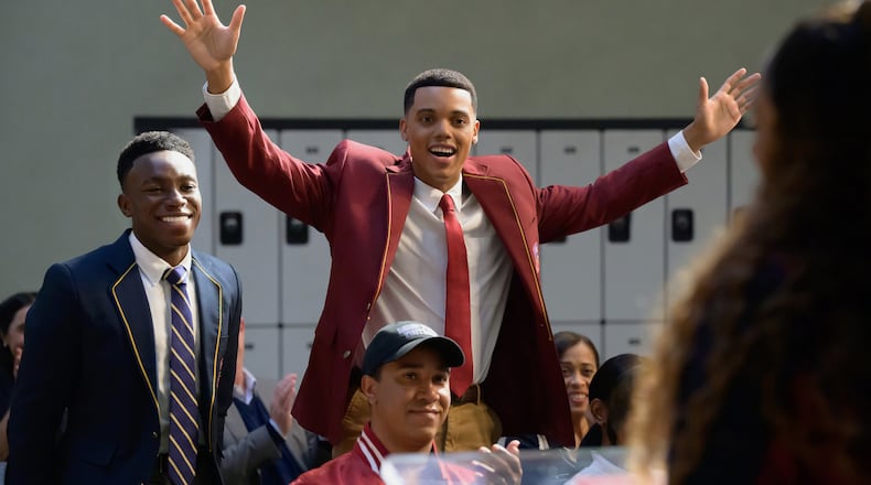 This image released by Peacock shows Olly Sholotan as Carlton, left, and Jabari Banks as Will, in a scene from Bel-Air." (Anne Marie Fox/Peacock via AP)