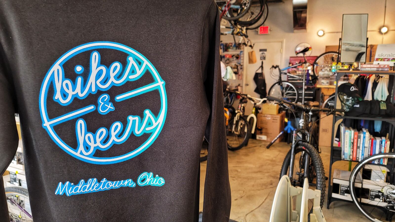 Spoken Bicycles on Central Ave. in Middletown is a full service bike shop offering sales, service, parts and accessories but is also a craft beer and cocktail bar with rotating taps. NICK GRAHAM / STAFF