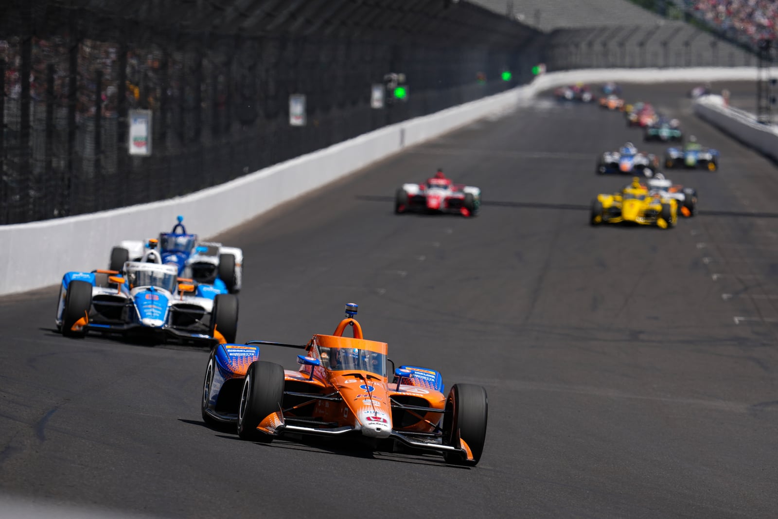 Scott Dixon, of New Zealand, during practice for the Indianapolis 500 auto race at Indianapolis Motor Speedway in Indianapolis, Friday, May 23, 2025. (AP Photo/Michael Conroy)