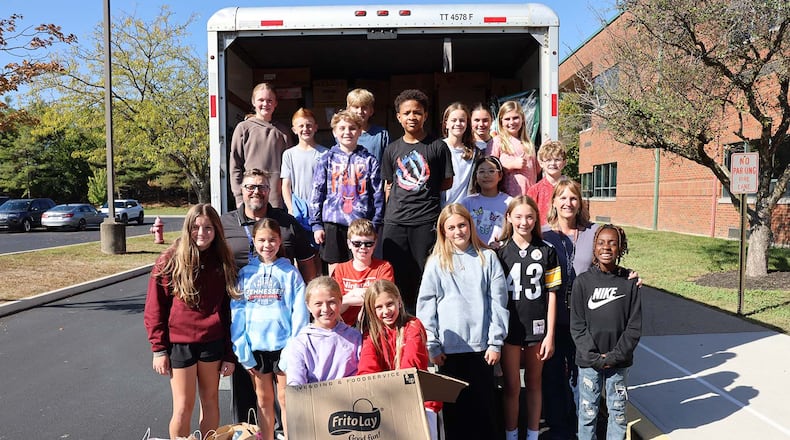 The biggest annual food and personal items drive for the townships of Lakota Schools has “stuffed the bus” again for the Reach Out Lakota charitable organization. Students from Independence Elementary (pictured) won the annual donation competition among Lakota's schools. (Provided)