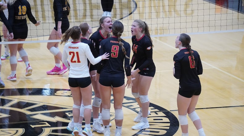 The Fenwick volleyball team defeated Kenton Ridge 3-1 in a Division IV regional semifinal on Thursday night at Lakota East. CHRIS VOGT / CONTRIBUTED