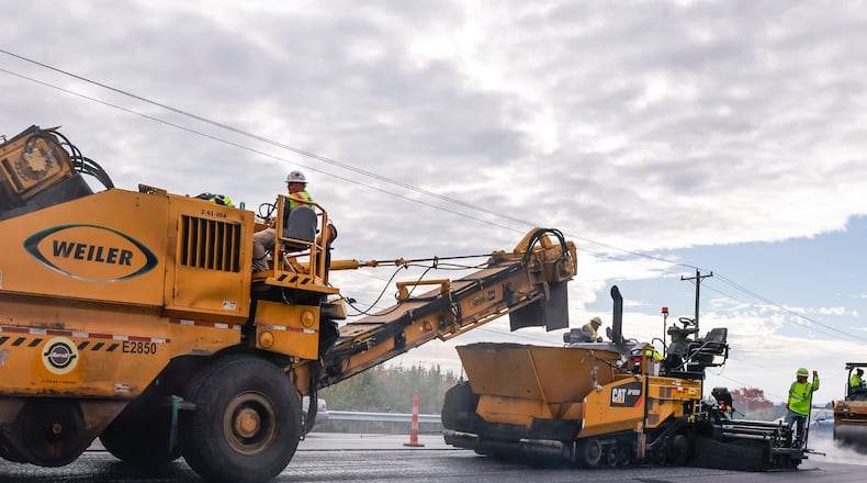 Work continues to resurface Ohio 4 between Bypass 4 and Fair Avenue Thursday, Nov. 7, 2024 with daily lane closures in both directions. NICK GRAHAM/STAFF