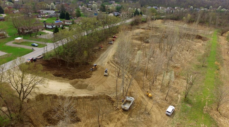 The Fairfield dog park will be completed this summer, and will feature more amenities than just a dog park. Pictured is an areal photo of the early progress in April 2019 of the dog park in Fairfield. PROVIDED/CITY OF FAIRFIELD