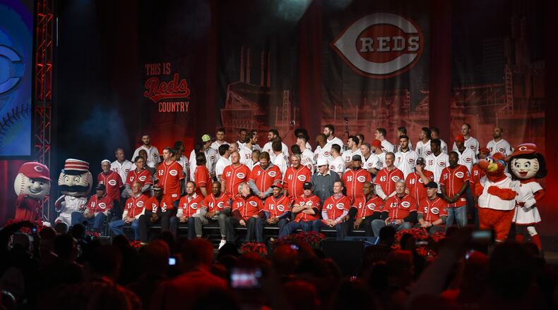 Current Reds players along with some former Reds shared the stage during RedsFest Friday, Dec 2 at Duke Energy Convention Center in Cincinnati. NICK GRAHAM/STAFF