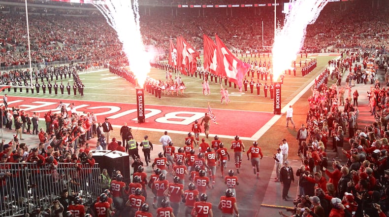 Ohio State takes the field against Nebraska on Saturday, Nov. 5, 2016, at Ohio Stadium in Columbus. David Jablonski/Staff