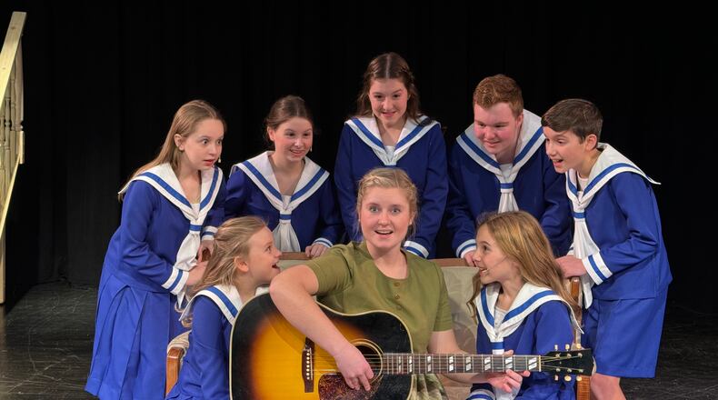 The Performing Arts Center is presenting "The Sound of Music" for six performances in the Ben Bender Theatre, 4400 Lewis St., Middletown. The cast includes front row, left to right: Violet Busick, Rachael Kindred and Dylan Hudson. Back row; Sophia Blanton, Zoey Collins, Johanna Keller, Elias Vickers (standing in for John Hatcher) and Levi Jarrett. PHOTO BY MARK NORRIS
SUBMITTED PHOTO