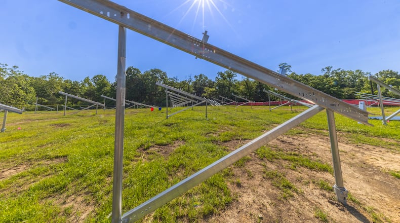 By late fall the largest solar panel field in Miami University’s history will be helping to power the school’s main campus. Construction on two solar panel arrays along the eastern border of Miami’s main Oxford campus recently began as part of the school’s Sharon and Graham Mitchell Sustainability Park near the SR 73 roadway campus entrance. (Provided)