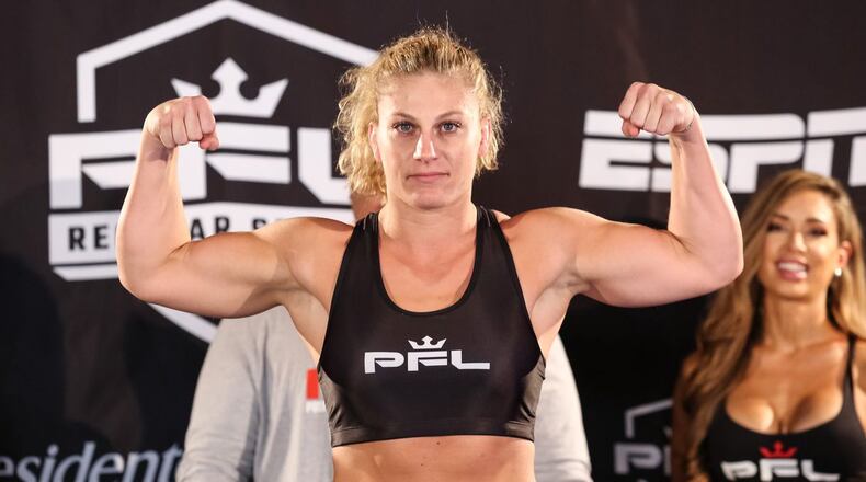 Middletown native Kayla Harrison, undefeated in four professional fights, will fight Morgan Frier, 4-2, in the lightweight co-main Professional Fighters League event July 11 in Atlantic City. RYAN LOCO/PFL