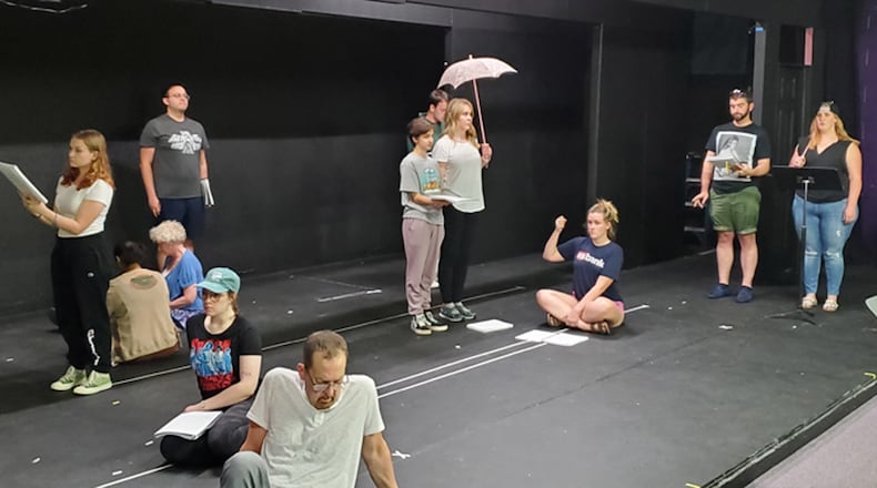 The cast of Middletown Lyric Theatre's "Sunday in the Park with George" rehearses “It’s Hot Up Here”. CONTRIBUTED