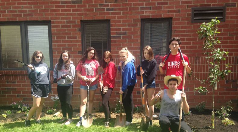 Kings High School students enrolled in the Advanced Placement Digital Media Arts 2-D Design class applied their skills to raise awareness about the plight of the declining pollinator population. They also raised money to install a pollinator garden in the school’s courtyard. Students include (not in order): Jenna Cooper, Bridget Davis, Lauren Goslee, Ben Kessler, Jillian Krynock, Carlos Melendez Porras, Kali Reaves and Mikayla Werner. CONTRIBUTED