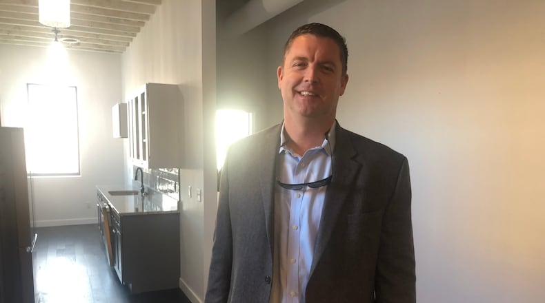 Kevin Kimener from MLH Developers purchased the two-story building at 1044 Central Ave. in downtown Middletown for $95,000 three years ago, and has spent about $500,000 renovating the building that was constructed in 1896, according to the Butler County Auditor’s Office. He said the first-floor retail space and both second-floor apartments are rented. RICK McCRABB/STAFF