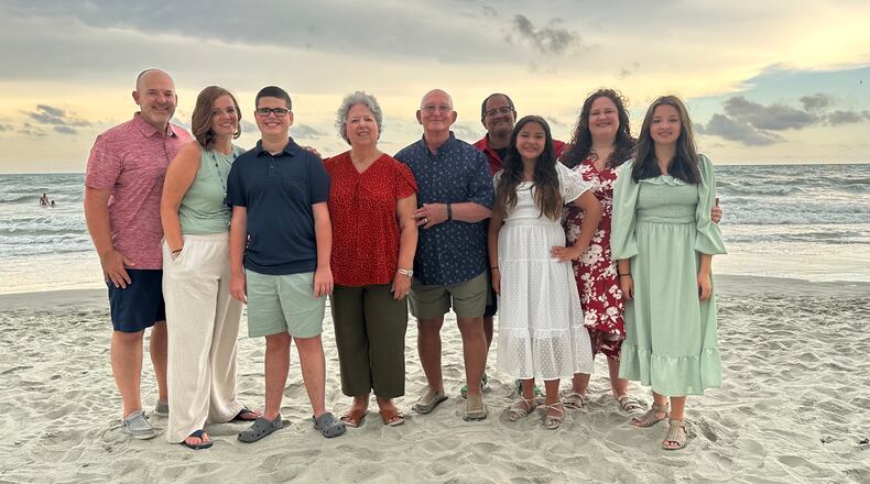 Frank “Ed” and Joyce Carr, (center) pictured with their children and grandchildren, will celebrate 50 years of marriage on Sept. 28, 2023. PROVIDED/CARR FAMILY