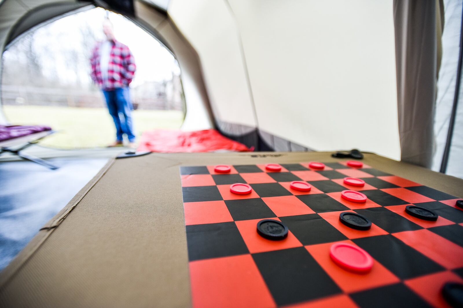 Peter Donley, of Liberty Twp., recently started Squirrel Box Camping, which provides its customers with a hassle free camping experience. Customers reserve a campsite at their favorite camping destination then reserve a tent and gear through Squirrel Box. A Squirrel Box Camping associate then arrives at the camp site to set it up and returns at the end of the camping trip to pack up. NICK GRAHAM/STAFF