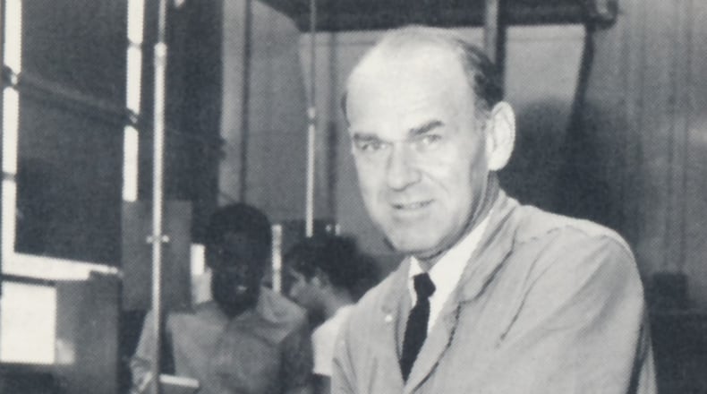 Rudy Oaklets was a star football player, U.S. Navy veteran of WWII, long time coach, and universally beloved teacher. Photo from 1970 Garfield Senior High School Anim.