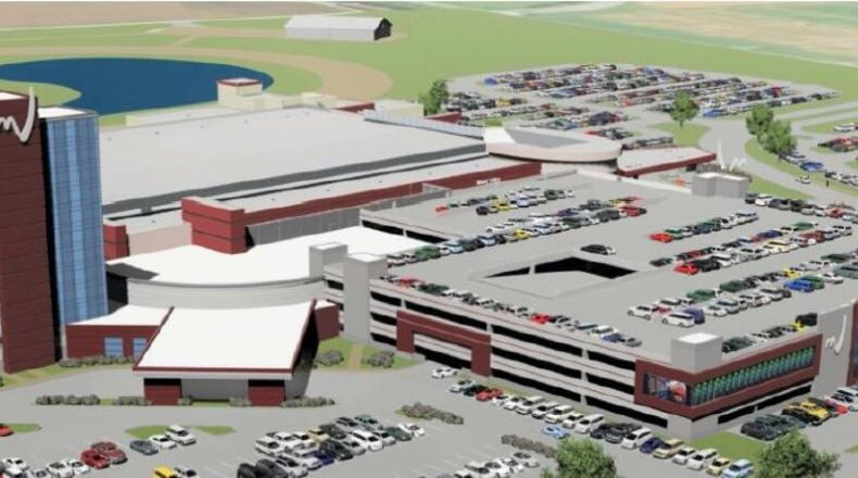 An artist’s rendering for a 11-story hotel at Miami Valley Gaming in Warren County.