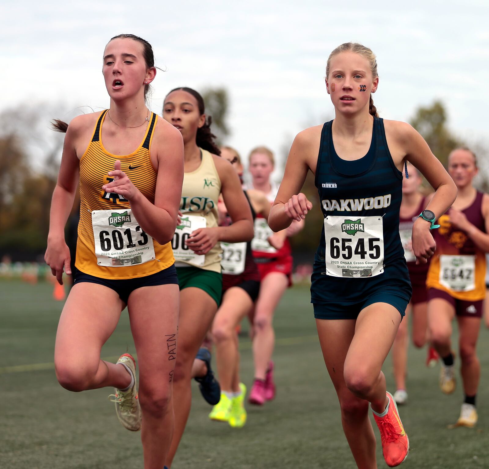 Oakwood freshman Evelyn Reinoehl (6545) competes at the 2025 OHSAA State Cross Country Championships, Sat. Nov. 1, 2025, at Fortress Obetz in Columbus. STEVEN WRIGHT / STAFF