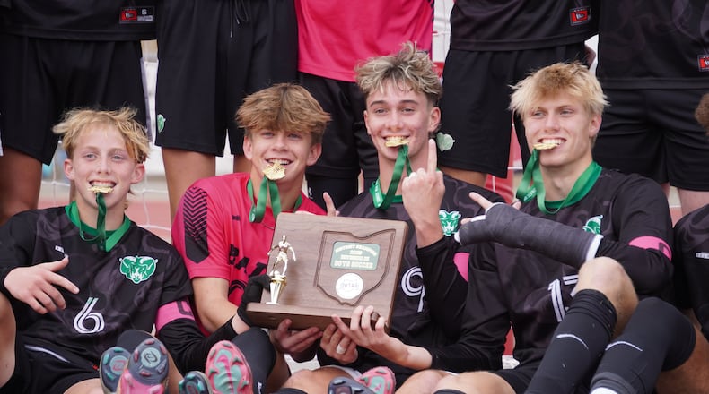 The Badin boys soccer team captured a Division III district championship with a 2-1 victory over Tippecanoe on Saturday at Trotwood-Madison. CHRIS VOGT / CONTRIBUTED