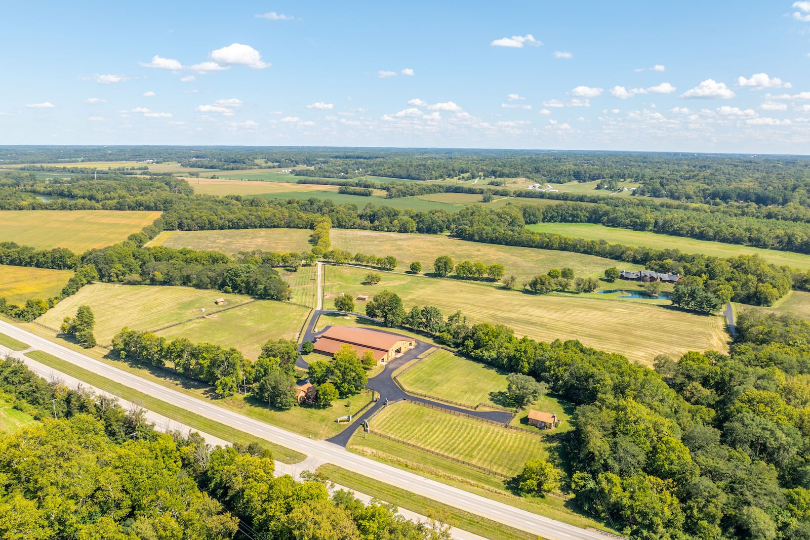 The equestrian facility features more than 30 stalls with automatic grain bins and washrooms, seven paddocks and pastures and a large riding arena. There also is a hay barn and 90-plus acres dedicated or organic hay production. CONTRIBUTED
