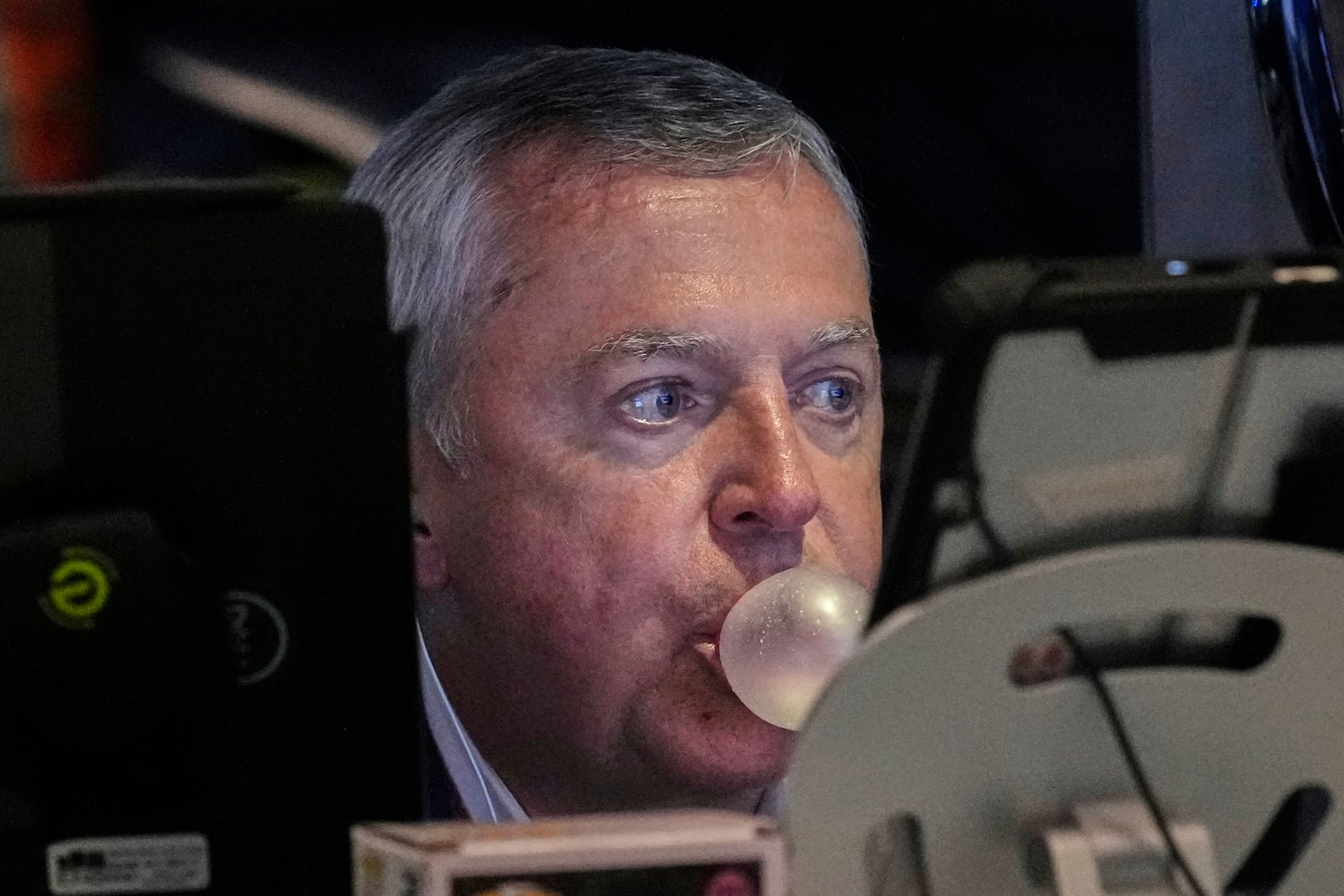 Trader James Lamb works on the floor of the New York Stock Exchange, Monday, June 9, 2025. (AP Photo/Richard Drew)