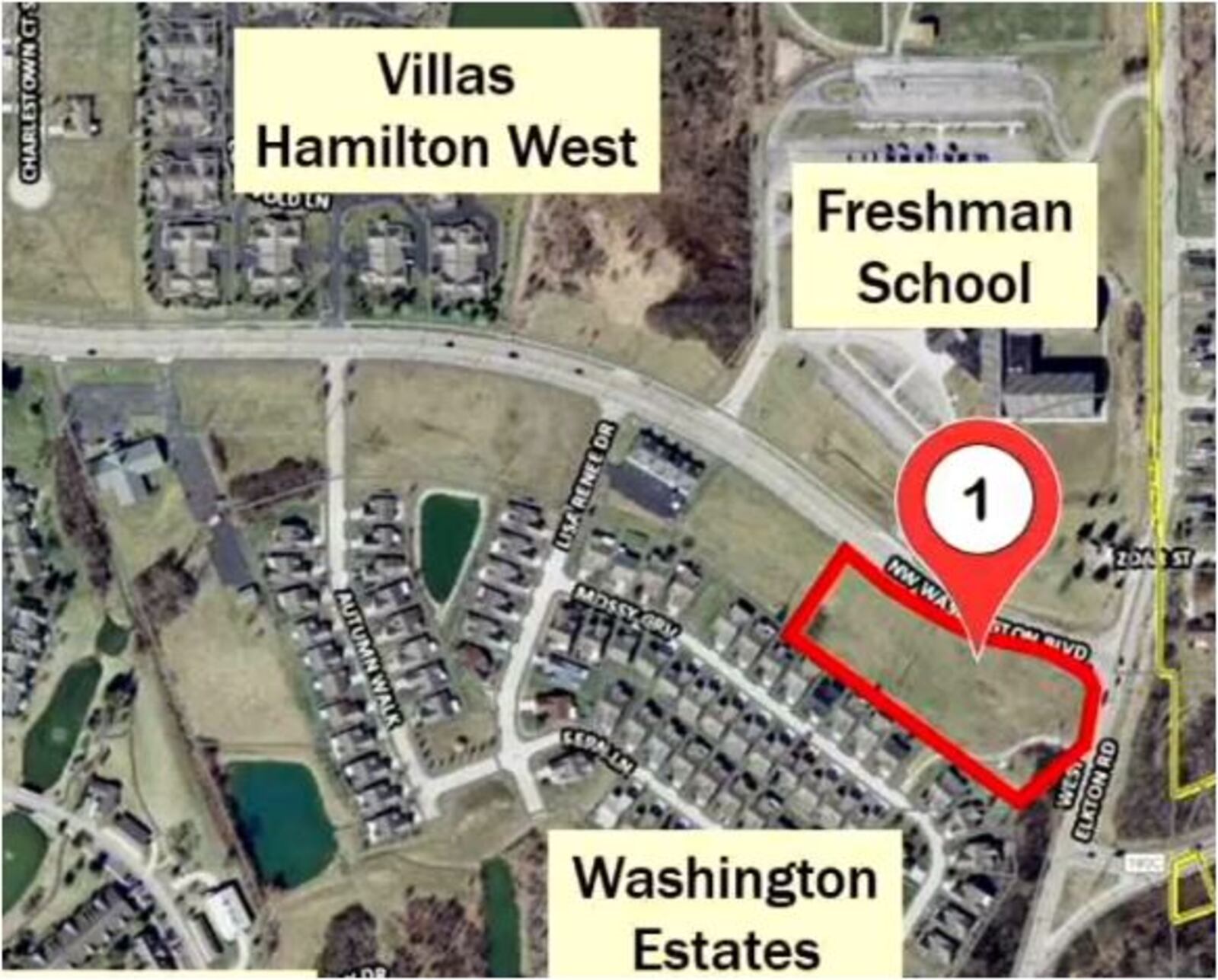 A proposed gas station/convenience store, across NW Washington Boulevard from the Hamilton Freshman School, was rejected by Hamilton City Council because of resident concerns that it did not fit with the surrounding residences. The would-be owners may take the matter to court. PROVIDED