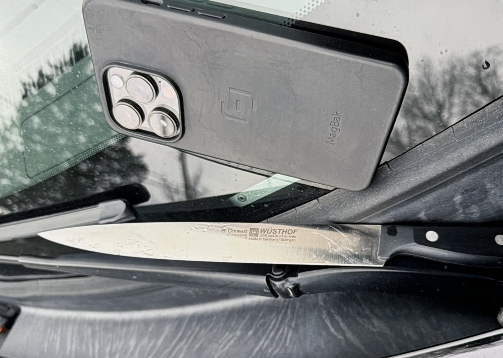 A photo of the knife used to staff Deputy Michael Farthing of Butler County Sheriff's Office while responding to a vehicle fire in the 7000 block of Myers Road in Madison Twp. Thursday, Feb. 5, 2026. Farthing was taken to Atrium Medical Center in Middletown by Madison Twp. life squad. CONTRIBUTED