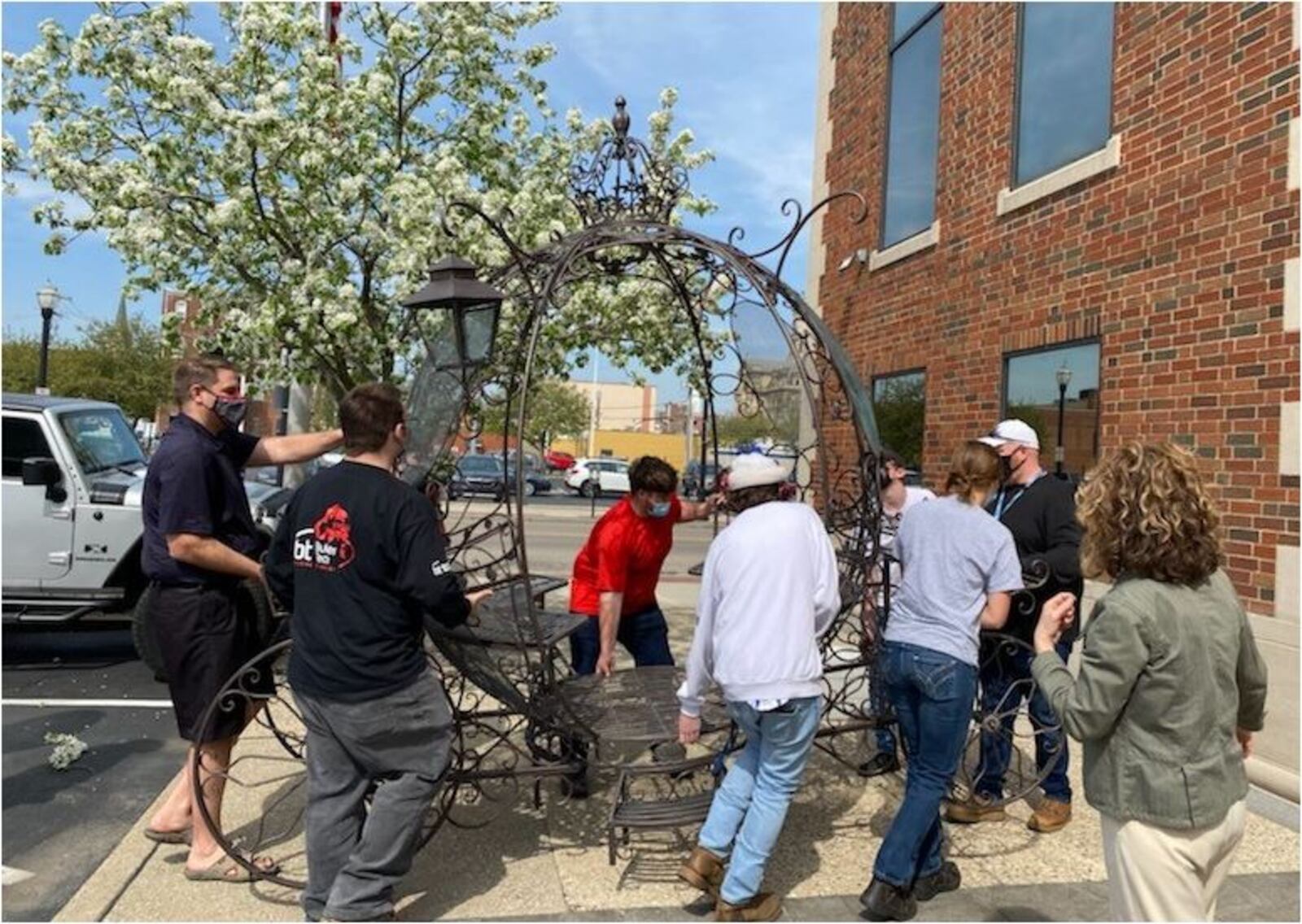 Butler Tech students specializing in  metalworking recently delivered a large carriage sculpture to The Benison event center and co-working space. PROVIDED