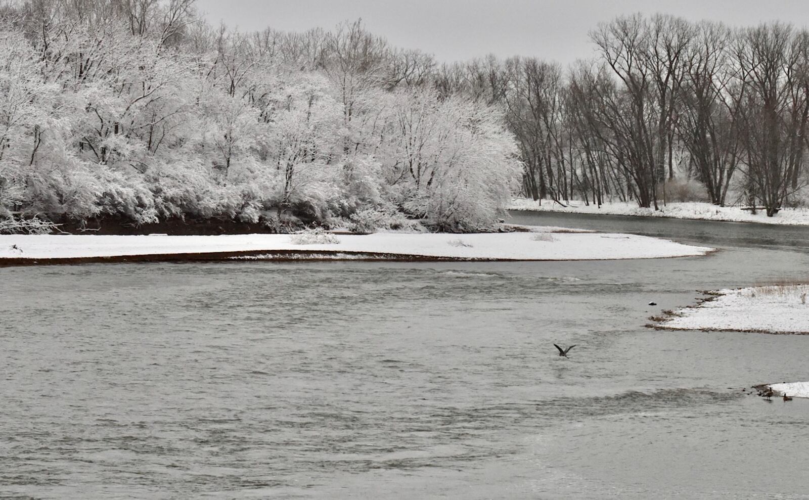 The Great Miami River in Middletown after a late-season snow storm that started Tuesday night. 