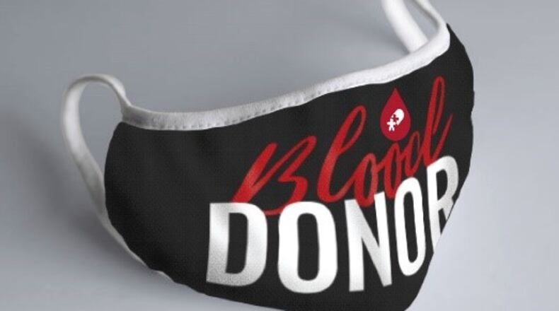 Community Blood Center is offering a new “Blood Donor” face mask for those who schedule appointments through the Dayton CBC Donation Center, 349 S. Main St., or at mobile centers. Donors must make an appointment and wear a face mask. Schedule your donation at www.DonorTime.com or call (937) 461-3220.