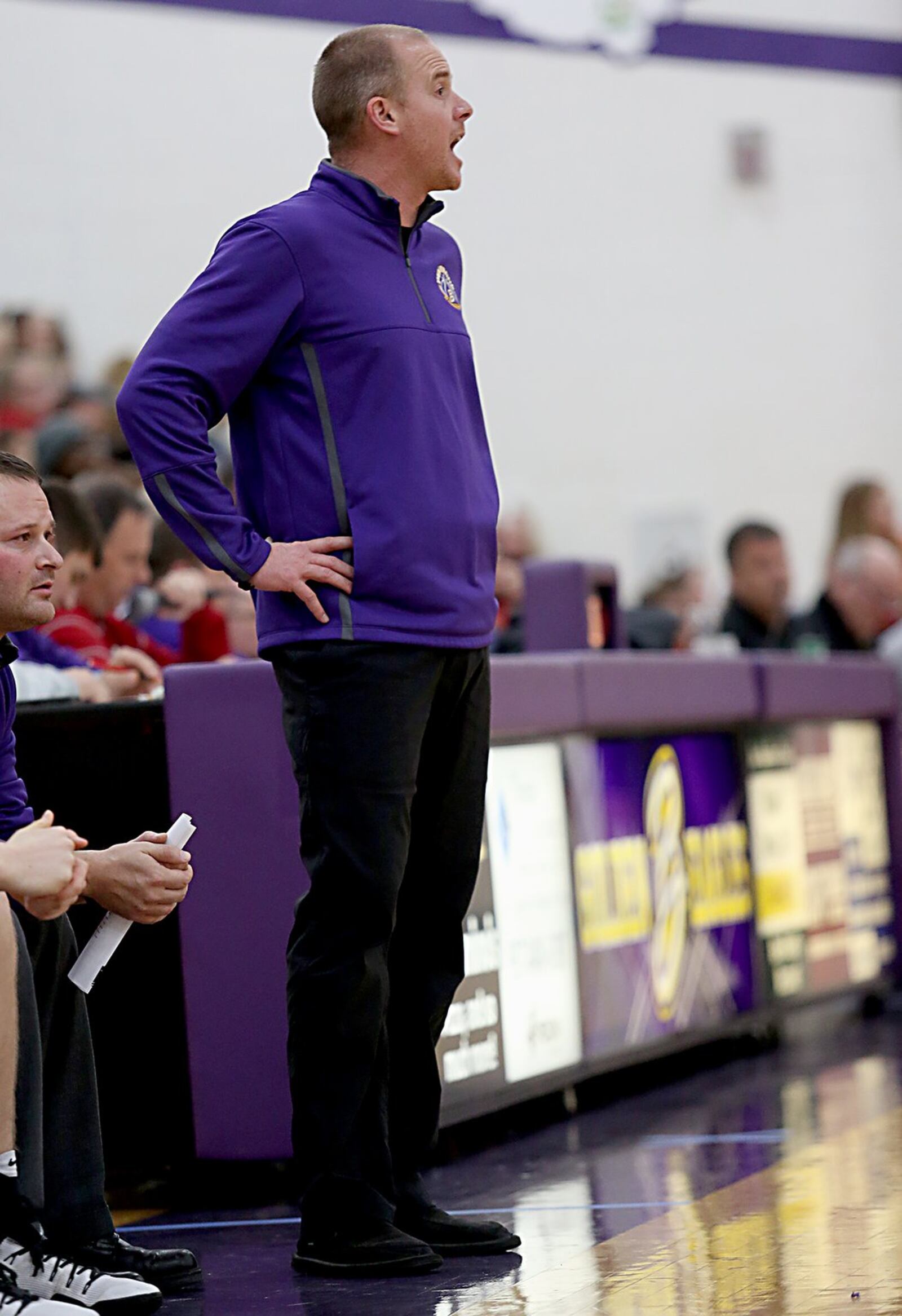 First-year Bellbrook coach Donnie Tate calls out a play during Friday night’s game against visiting Franklin. CONTRIBUTED PHOTO BY E.L. HUBBARD