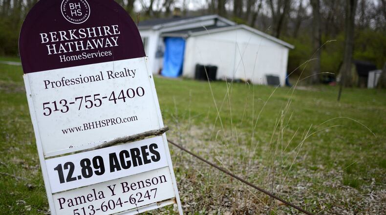 The city of Fairfield wants to raze this building on a nearly 13-acre piece of property if its Clean Ohio Grant is approved next month. The city would be required to only use the property for passive use. MICHAEL D. PITMAN/STAFF