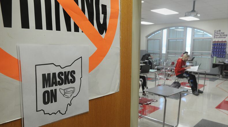 Stebbins high school has signage posted around the building to remind students to wear masks. MARSHALL GORBY\STAFF