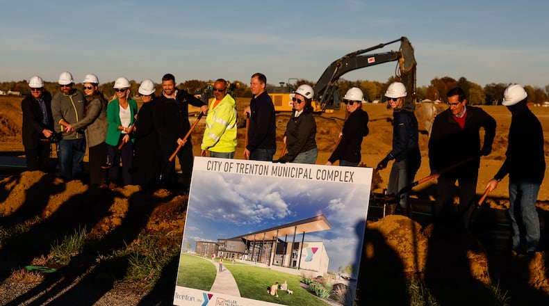 A groundbreaking ceremony was held for the new Trenton municipal complex that will include town hall, police department and a YMCA Thursday, Nov. 6, 2025 in Trenton. NICK GRAHAM/STAFF