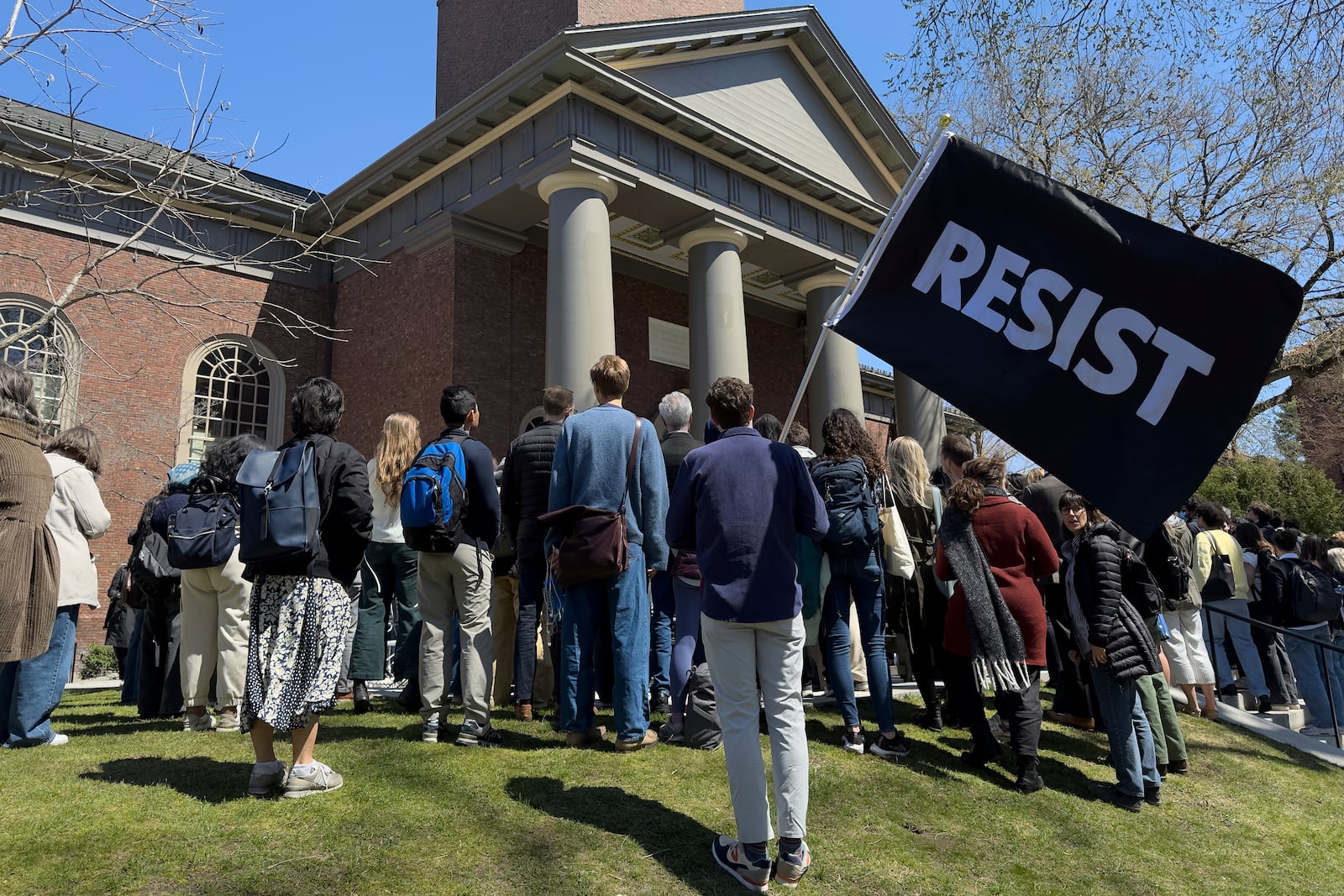 FILE - Students, faculty and members of the Harvard University community rally, April 17, 2025, in Cambridge, Mass. (AP Photo, File)