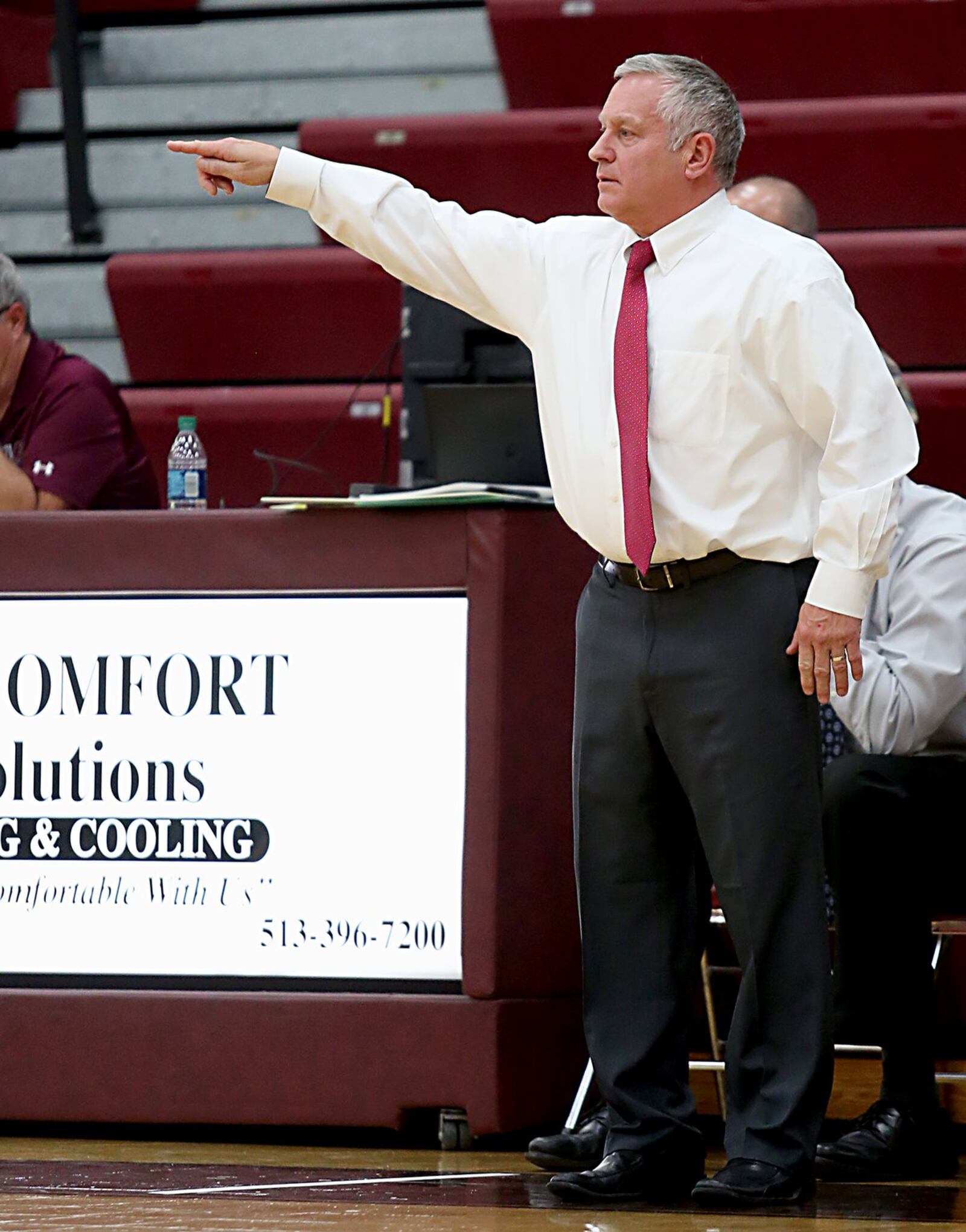 Fenwick coach Pat Kreke makes a call during Saturday night’s game at Lebanon. CONTRIBUTED PHOTO BY E.L. HUBBARD