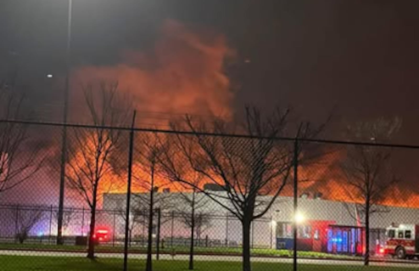 The Fuyao Glass America plant in Moraine is on fire Sunday, March 22, 2026 night. CONTRIBUTED