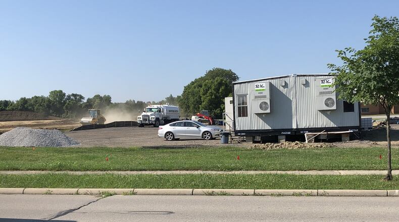 The completion of a road being moved as part of Warren County’s $57 million jail project could interfere with traffic when school starts at Donovan Elementary in August. STAFF/LAWRENCE BUDD