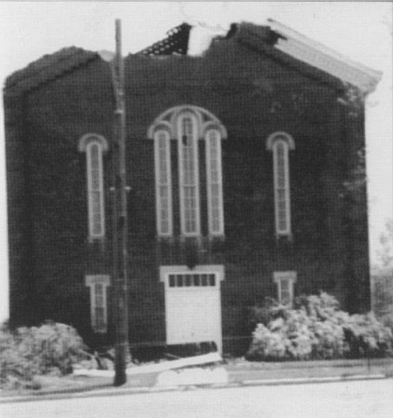 A May 1969 tornado ripped through Monroe and severely damaged Monroe United Methodist Church. SUBMITTED PHOT