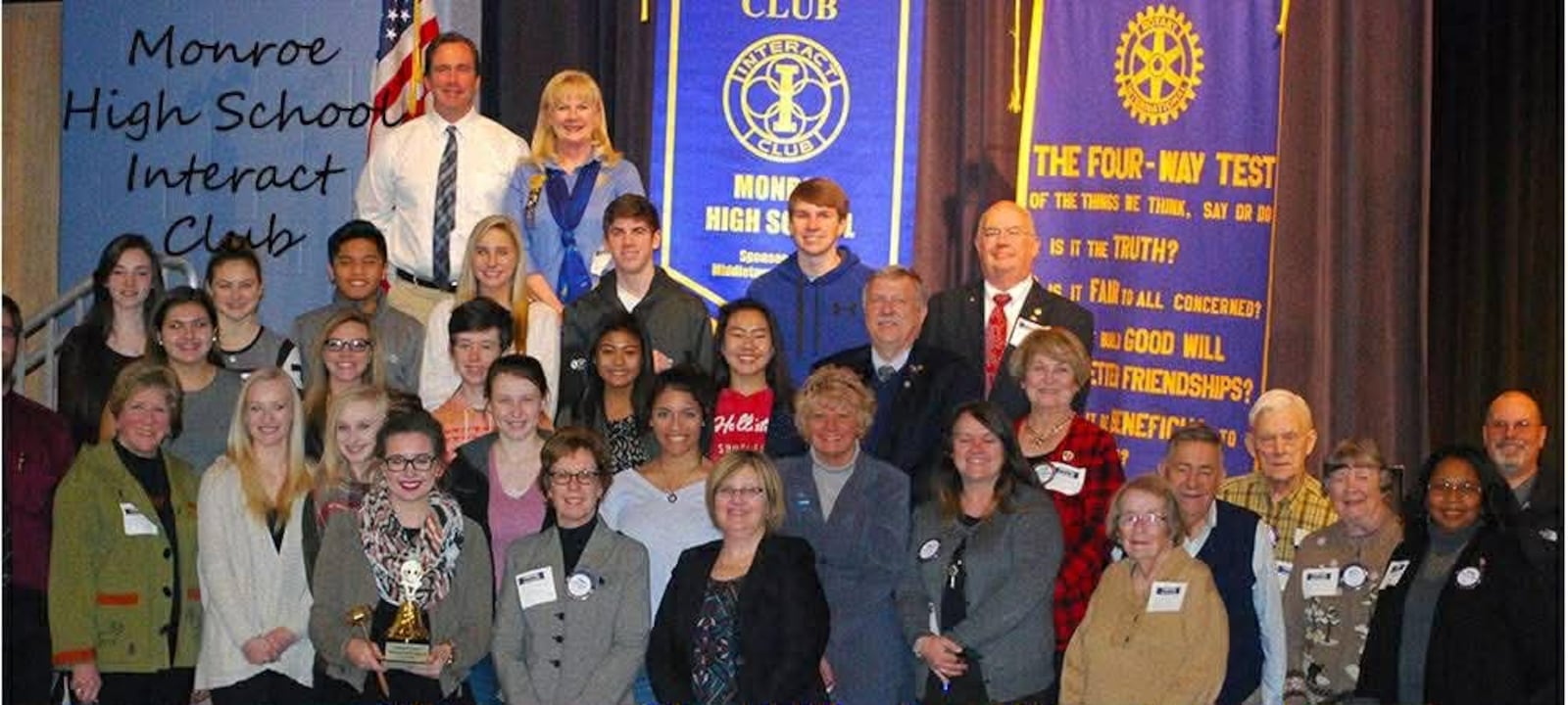 Monroe Interact Club members and Middletown Rotary members assemble for the Interact Club’s charter ceremony in 2015. CONTRIBUTED
