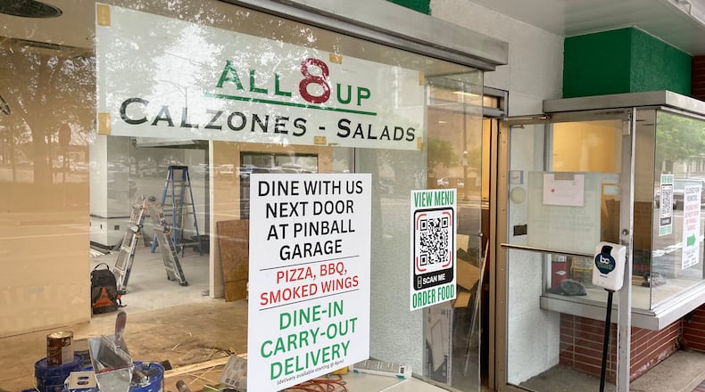 All8Up remodel on North Third Street in Hamilton is underway. Owner Brad Baker, who’s doing most of the remodeling work, including drywalling and flooring, says they’ll reopen the first week of June, if not June 1. Until then, a limited All8Up menu is available at Pinball Garage next door. MICHAEL D. PITMAN/STAFF