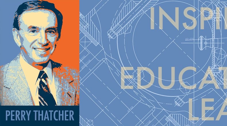 This mural, entitled “Perry” in memory of the late Perry Thatcher, will be dedicated Sept. 5 during a ceremony at Cincinnati State Middletown College. Thatcher, who made his fortune by engineering clamshell Big Mac boxes for McDonald’s and through various other ventures, died in 2010.